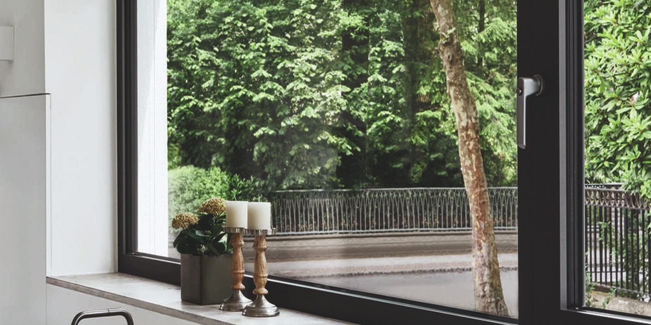 Sleek aluminium casement window with slim frames