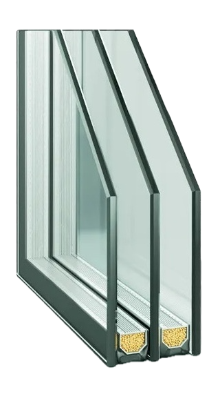 Triple glazing unit diagram